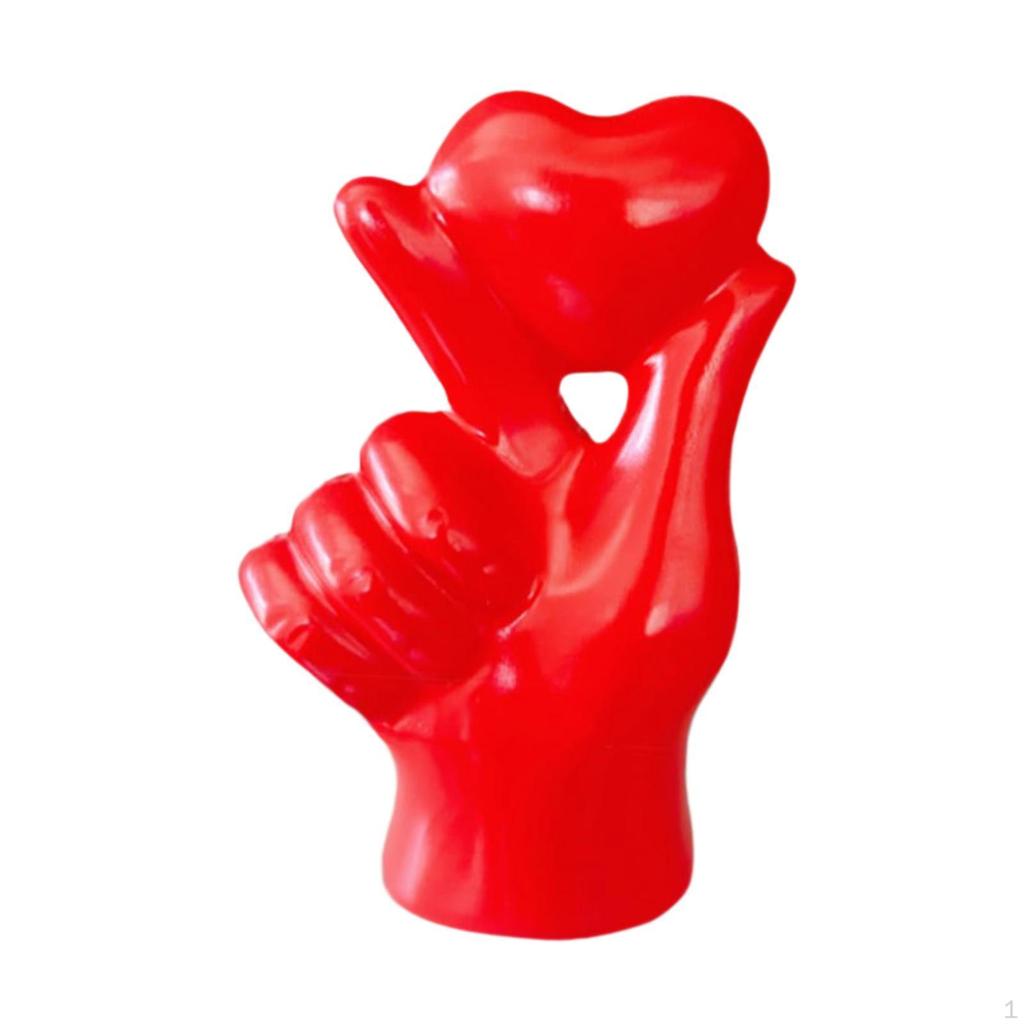 Heart Shaped Hand Sculpture Resin Figure for Table Display 7.5x4.2x11cm Collectible