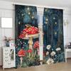 Rustic 70s Mushroom Frog Daisy Blackout Curtains Vintage Watercolor Spring Misty Forest Wildlife Frogs Printed Perforated Curtai