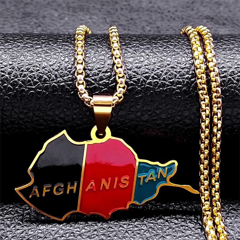 Kurdistan Region Map Necklace for Women Men Chains Stainless Steel Kurdish Flag Map Pendants Necklace Jewelry Collar N6212S01