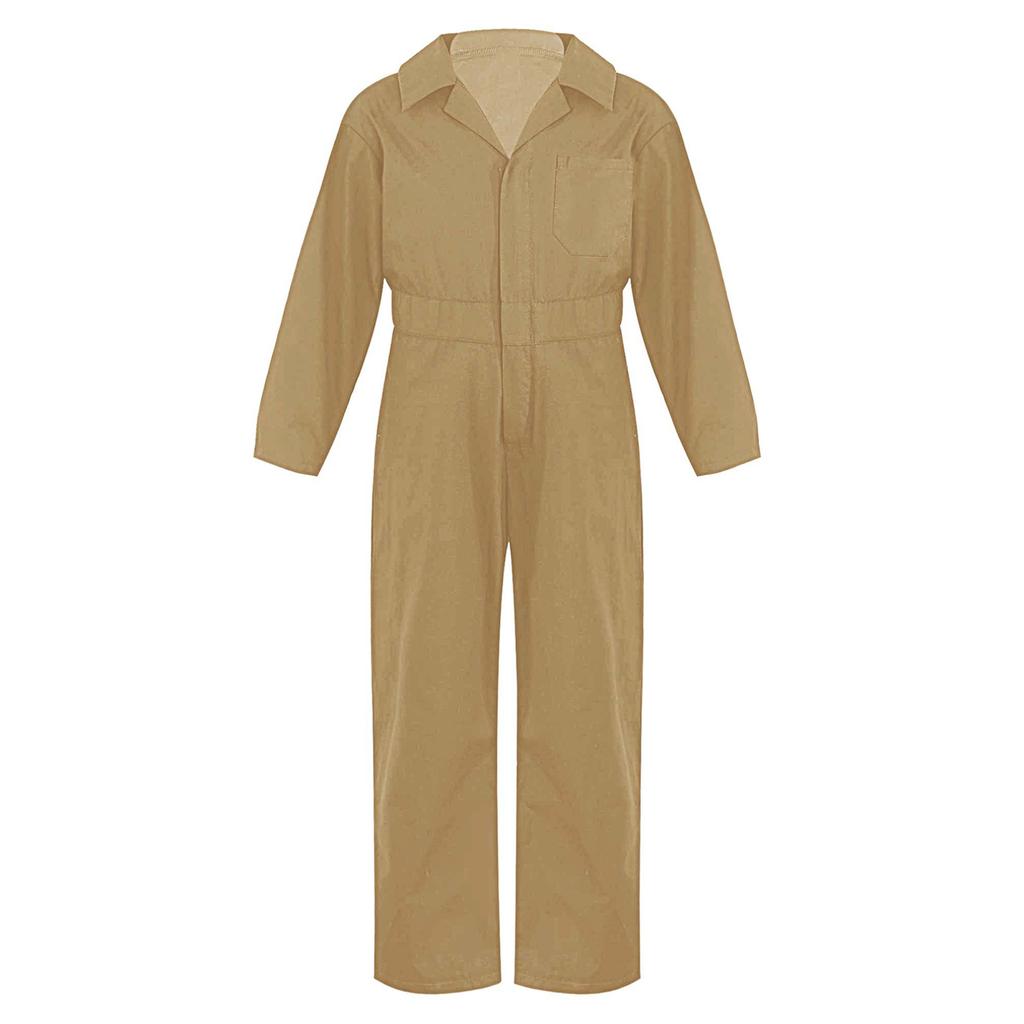 Kids Boys Fashion Mechanic Coveralls Long Sleeve Turndown Collar Zipper Front Jumpsuit Halloween Cosplay Costume