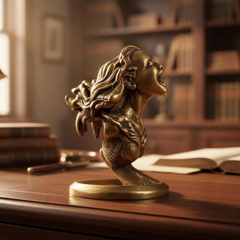 Small Brasses Shelf Decors Accent With Aged Finish, Female Bust Figurine Statue for Desk Decors, Tabletop Styling, Entryway Home Display