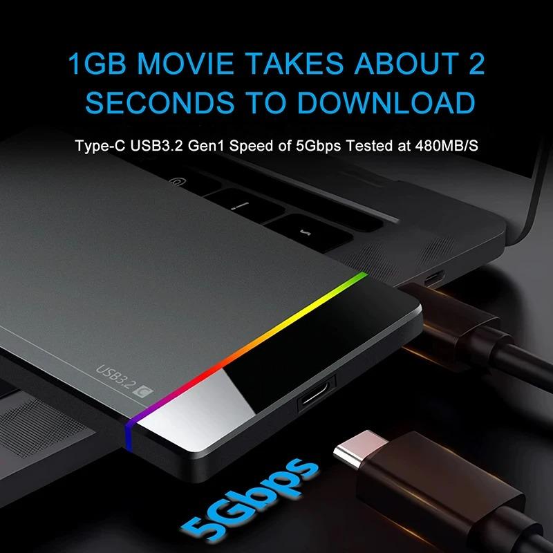 2,5palcový Beznástrojový RGB Mobilní Box na Pevný Disk USB 3.2 5Gbps Notebook Pevný Disk SSD HDD Kryt Typ C 3.1