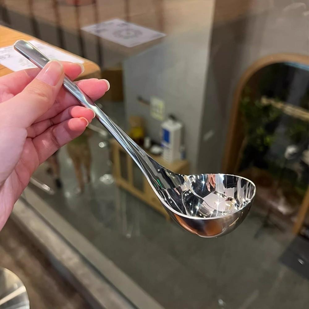 Minimalist Stainless Steel Stainless Steel Spoon Long Handle Thicken Hot Pot Scoops Durable Kitchen Spoon Kitchen Use