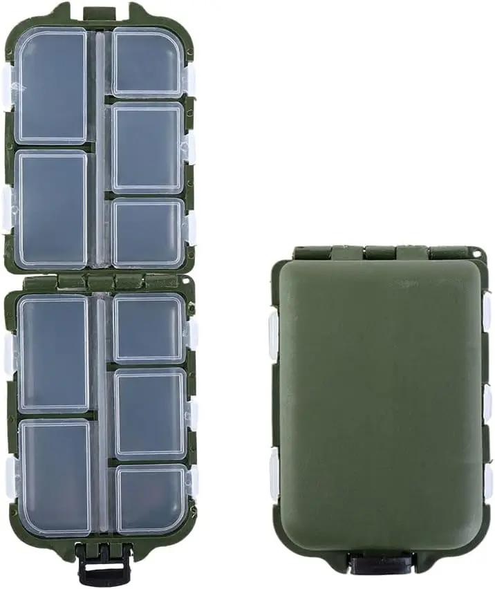 10 Compartments Mini Fishing Tackle Box Fish Lures Square Case Fishing Hooks Holder Accessories Baits Plastic Storage