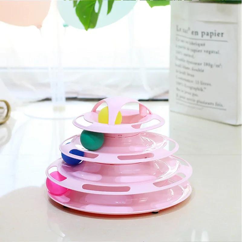 Funny Cat Hračka pro kočky Hračky pro kočky Inteligence Triple Play Disc Hračka pro kočky Míče Hračky s míčky Domácí mazlíčci Růžová Modrá Zelená Oranžová Produkty pro domácí mazlíčky