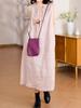 Solid color cotton and linen vest skirt women's 2025 summer new Fan loose medium and long round neck sleeveless dress