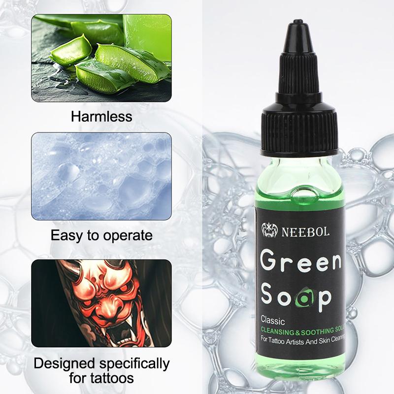 

30Ml Tattoo Green Soap High Concentration Original Liquid Cleaning Liquid Foam Rich Tattoo Cleaning Products 30ml