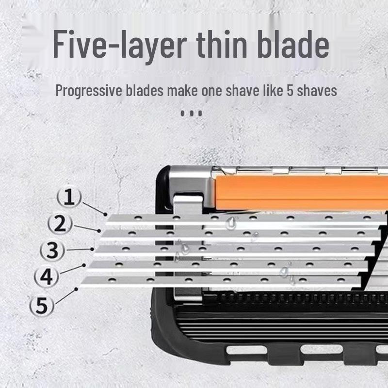 Men's Five-Layer Stainless Steel Razor with Anti-Scratch Head