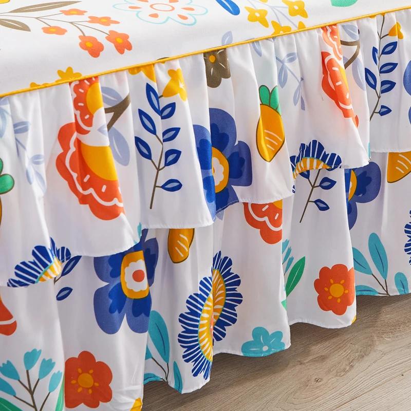 1pc Bedspread Bedroom Fitted Sheet Cover Soft Non-Slip King Queen Bed Skirt Wedding Bedskirt No Pillowcase For Four Seasons