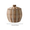 Round Woven Storage Basket with Lid Dust-Resistant for Bedroom Nightstands