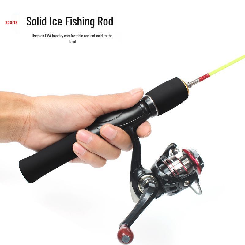 Ice Fishing Ultra-Hard Casting Rod Set: Compact, Solid Core, Short Gun Handle for Winter and Raft Fishing.