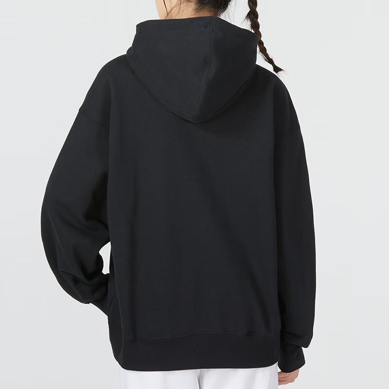 Jordan Logo Print Fleece-Lined Hoodie with Loose Fit Long Sleeves Women Hoodie Black DQ4604-010