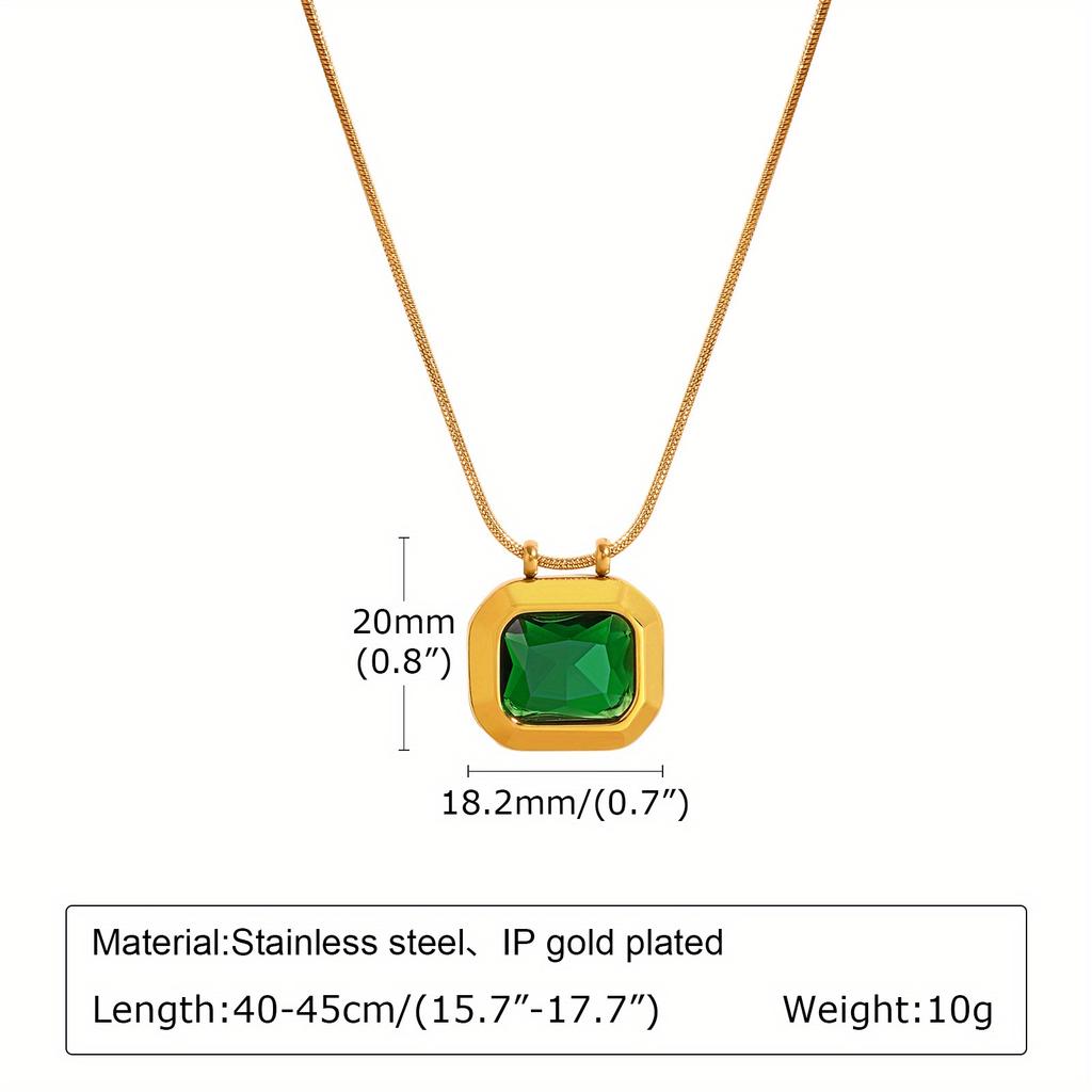 Women's Dainty Geometric AAA CZ Stone Necklaces, Bling Square Slide Pendant Necklace, Chic Minimalist Stackable Collar To Her