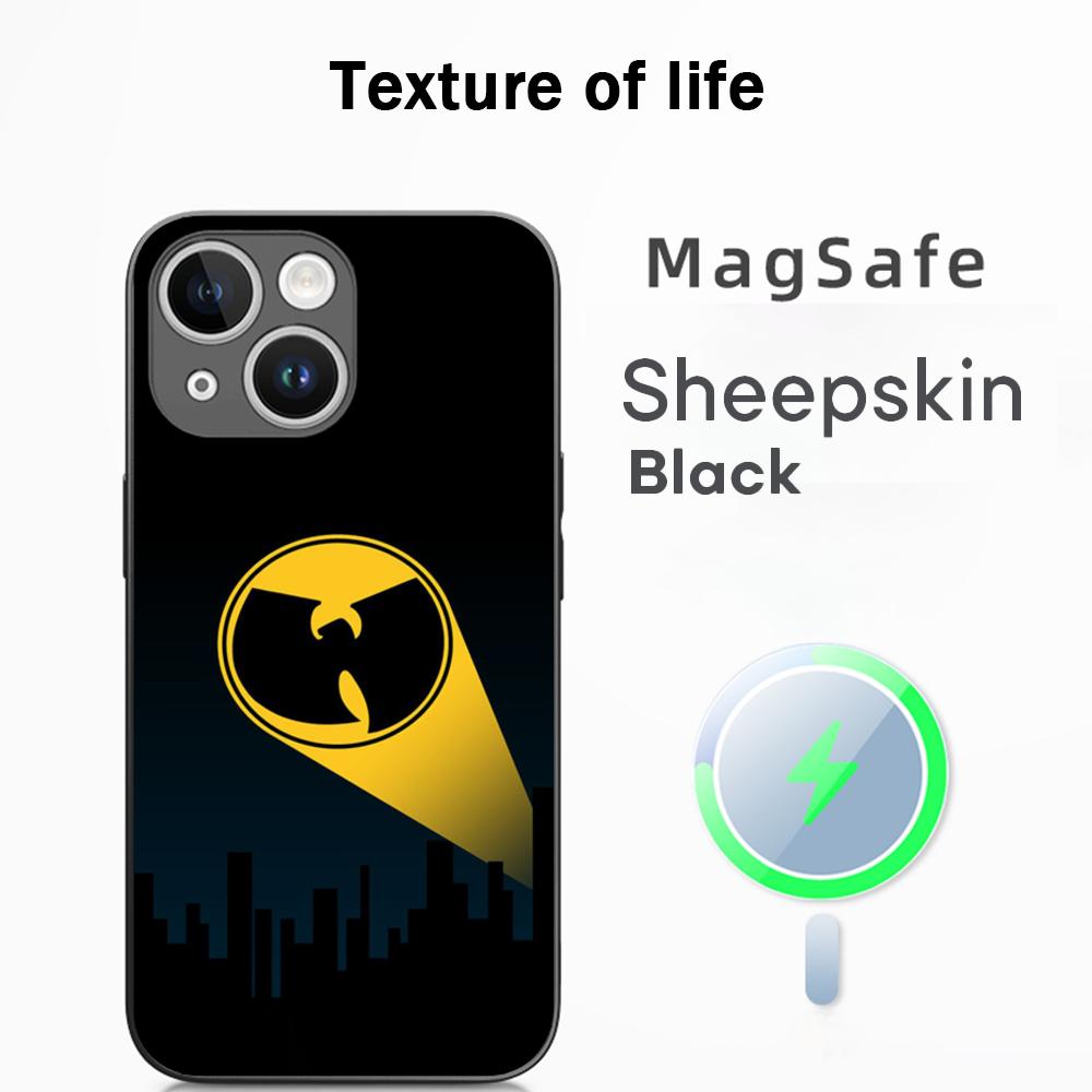 Fashion Trends WU-T-TANG CLANs ins Phone Case For iPhone 16 15 14 13 12 11 Plus Pro Max  High-end Luxury Magsafe Sheepskin