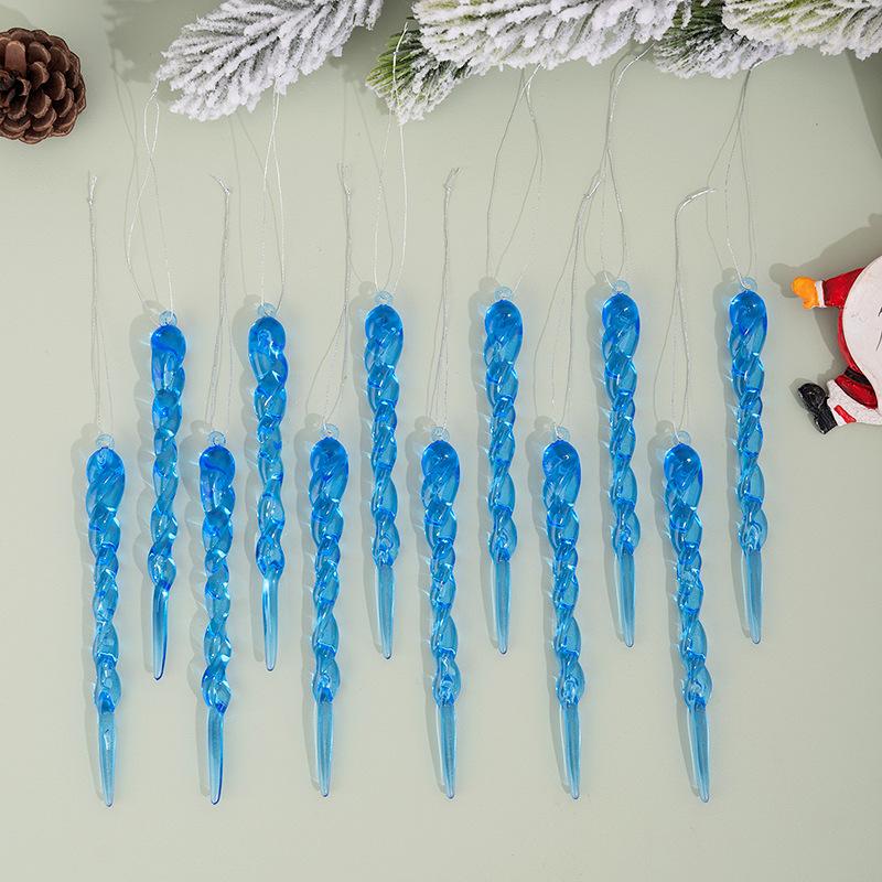 Christmas Crystal Ornaments Set for Tree, Clear Acrylic DIY Icicle Ornaments Christmas Hanging Crystal Snowflake Decorations , 12Pcs