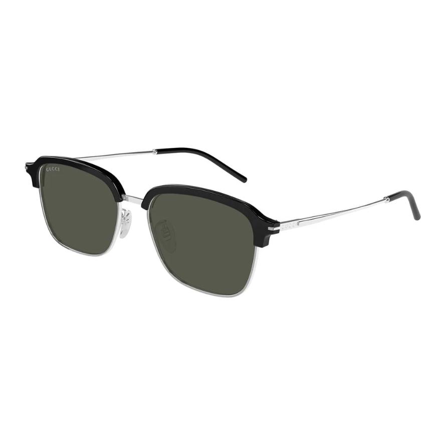 GUCCI Logo Detail Metallic Square Sunglasses Men's Silver