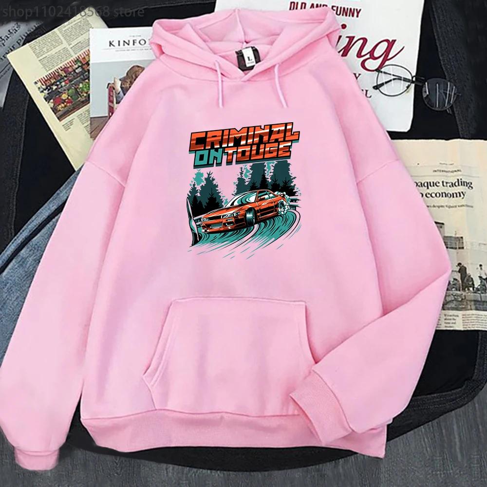 Felpe da uomo con cappuccio Initial D Touge Drift Montato Felpa per uomo JDM Car Felpe unisex per donna Silvia S13 Criminale sulle stampe