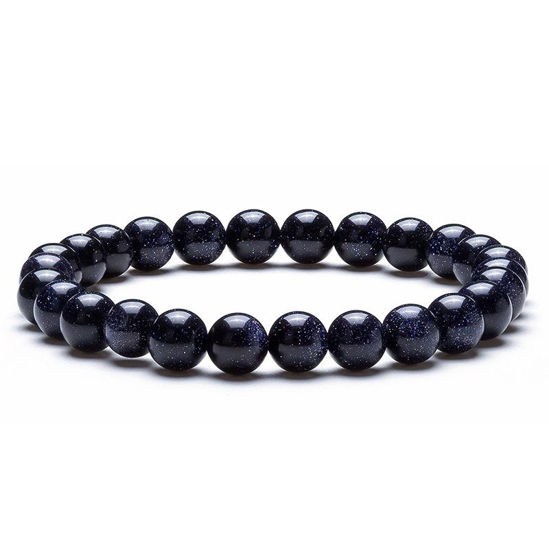 JYL TS Bracelet Couple s Elastic  Beaded Strengthens Bond & Shared Fortune blue sandstone