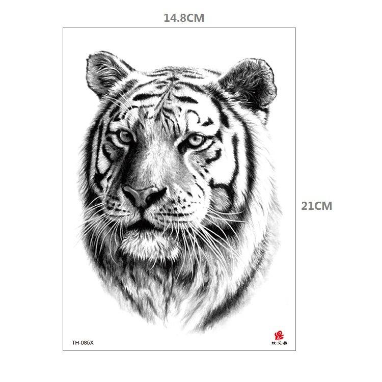 Tiger Tattoo Sticker Half Arm Lion Large Pattern Water Transfer Amazon Set