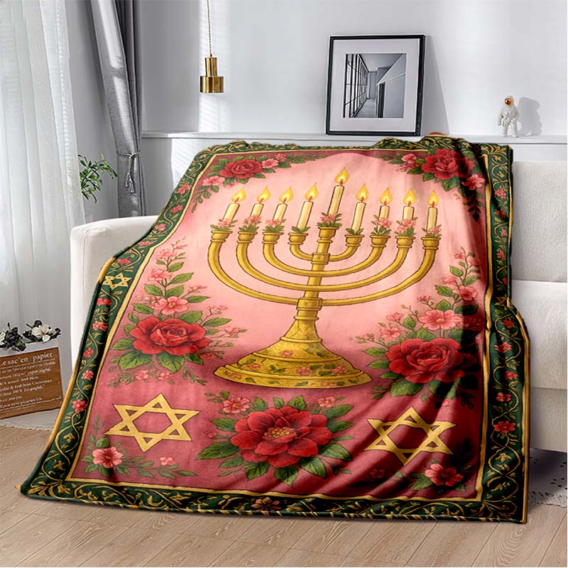 Mosque Crescent Moon Vintage Golden Floral Arch Black Print Soft Flannel Throw Blanket Sofa Bed Islamic Religious Warm Decor Cover