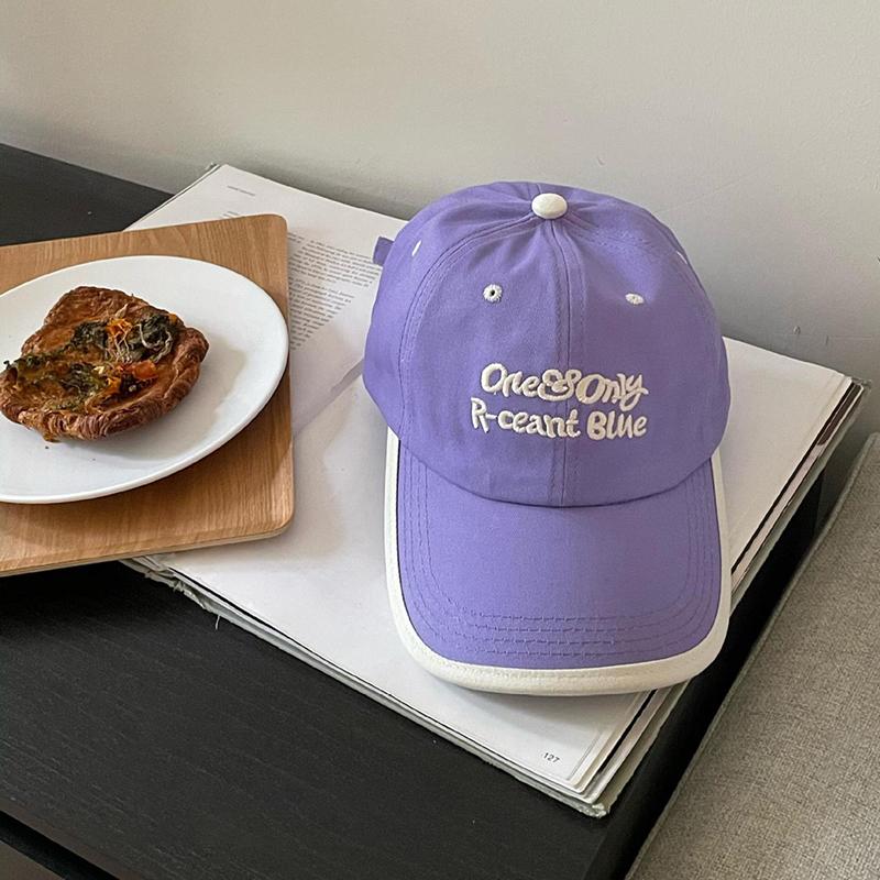 

Ricygvm Letter Embroidered Baseball Cap Korean Women Color Block Duck Tongue Hat Fashion Sun Protection Visors Cotton Peaked Hat Adjustable