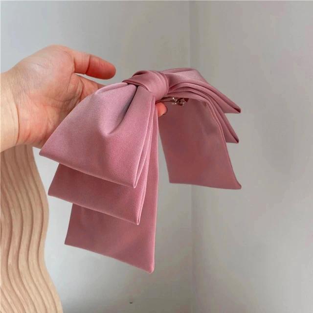 

Новая большая атласная заколка для волос с бантами для девочек и женщин, однотонная розовая, черная многослойная заколка для волос, корейские модные заколки для аксессуаров для волос