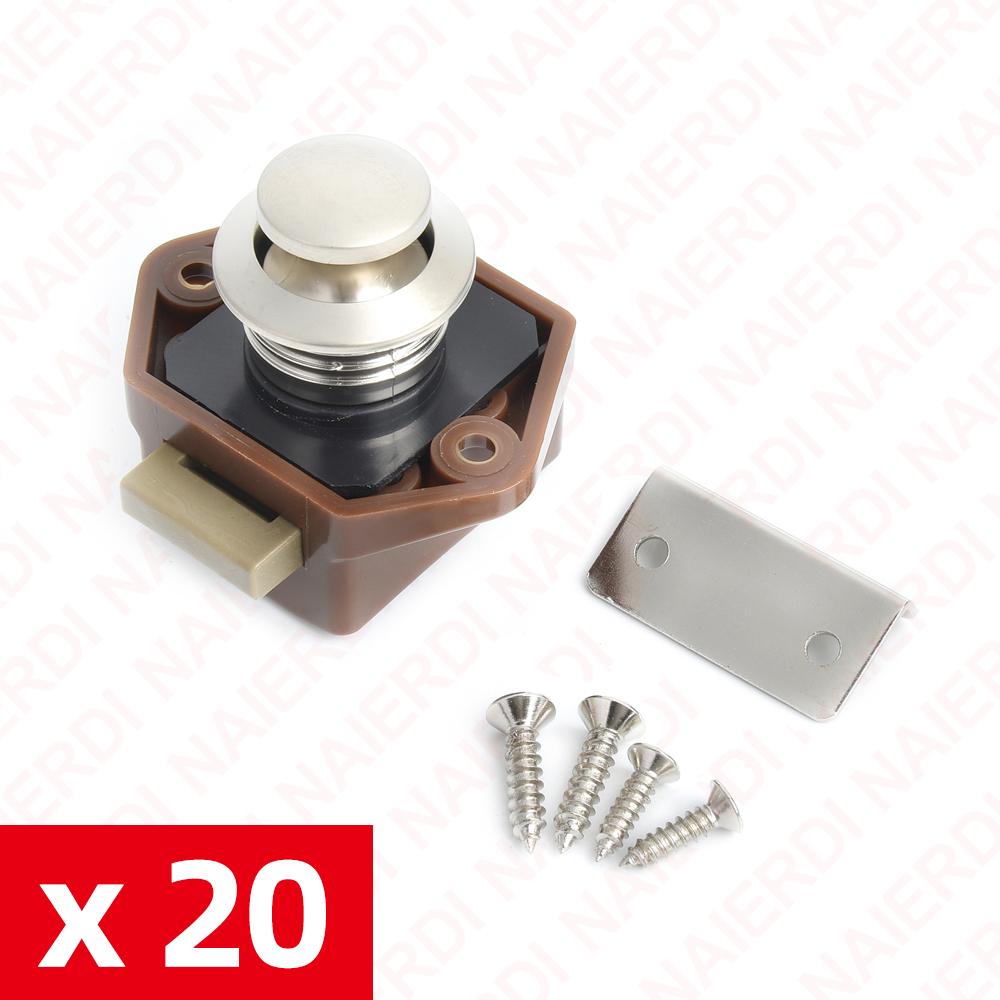 

20PCS NAIERDI 20mm/26mm Camper Car Push Lock RV Caravan Boat Motor Home Cabinet Drawer Latch Button Locks Furniture Hardware