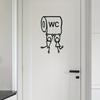 1pc Cartoon "WC" Vinyl Sticker Humorous Toilet Wall Art Glossy Finish Geometric Pattern Ideal for Bathroom Decor And Accessories