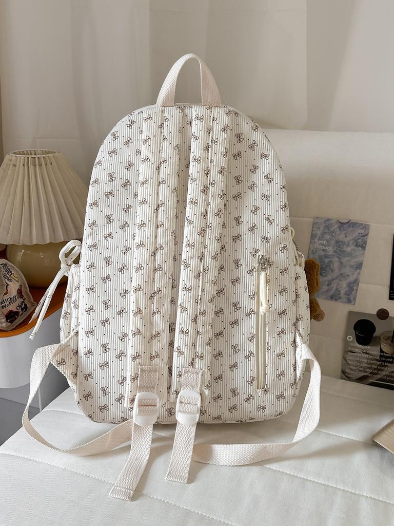 Korean Style Girls Backpack With Bow Pattern For School And Travel Purposes