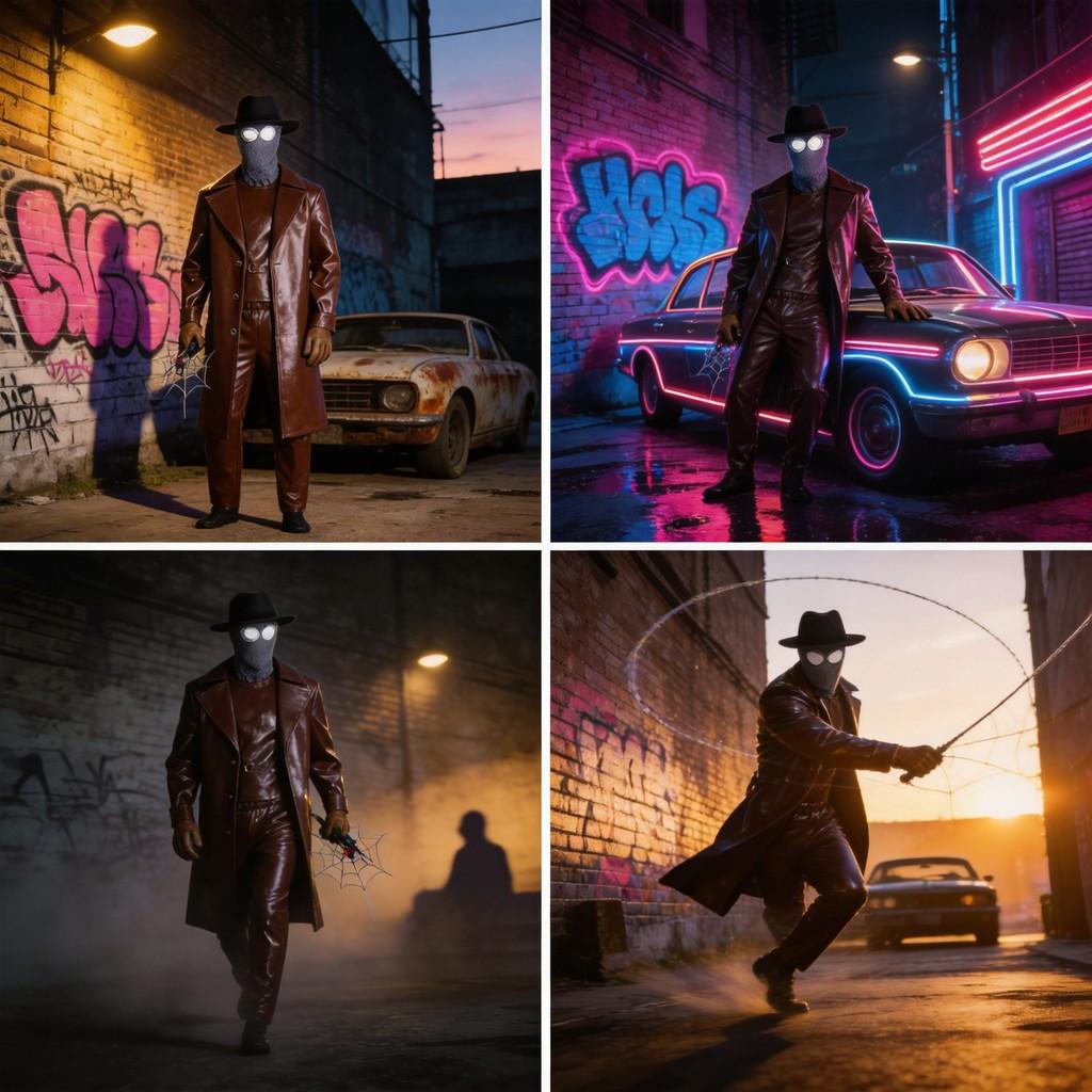 Spider Man Noir Cosplay Costume With Hood For Anime Fans