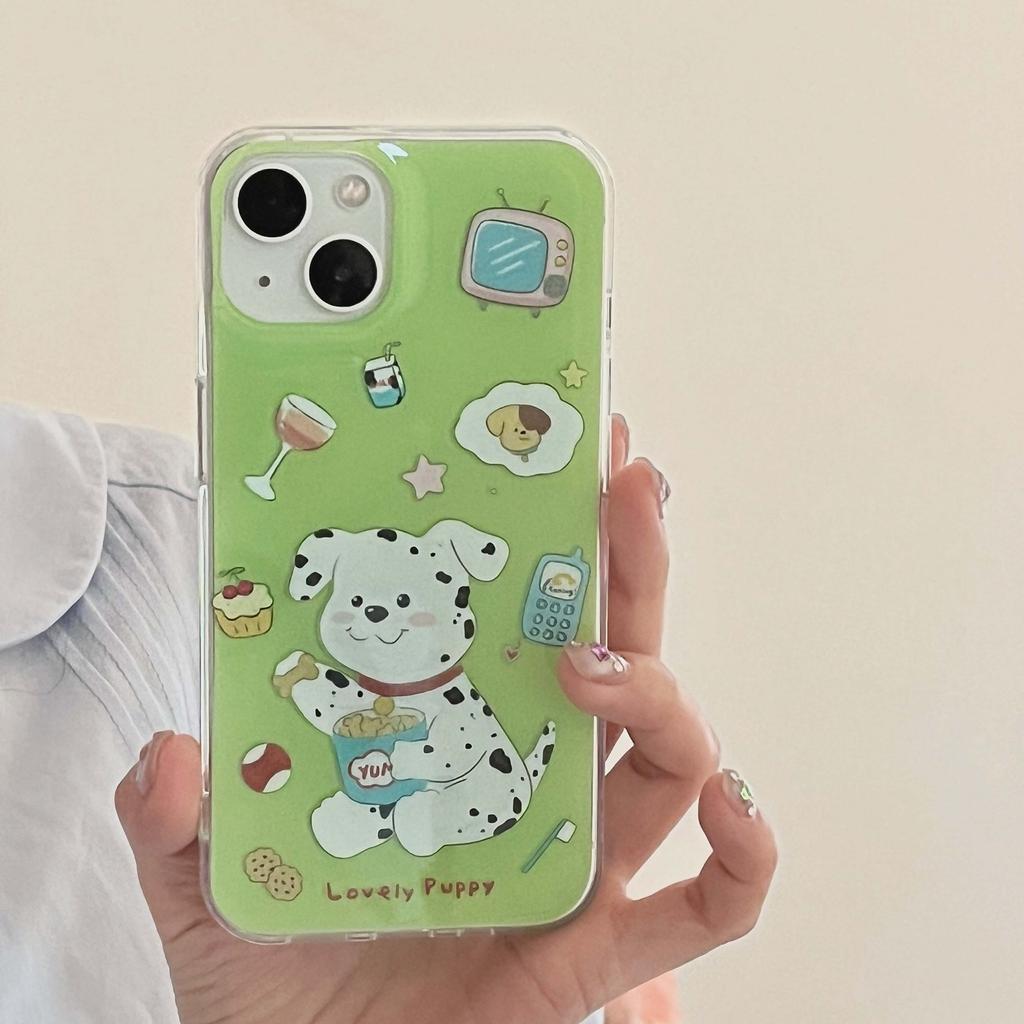 Ins Dog Cartoon Cake Biscuit Milk Puppy Imd Phone Case For Iphone 13 12 Promax 14 11 Pro Max Shockproof Cute Back Shell Conque