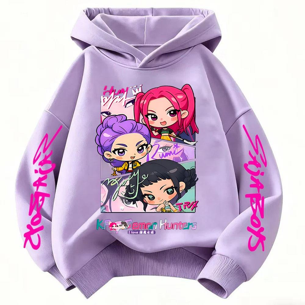 New Kids' Korean-Style Demon Hunter Fashion Casual Girls' Pullover Cartoon Movie Versatile Spring and Autumn Hoodie