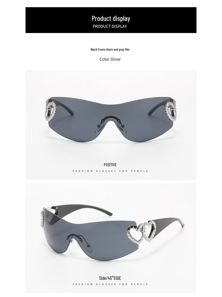 Trendy Heart-Shaped Rimless Sunglasses - European & American Style