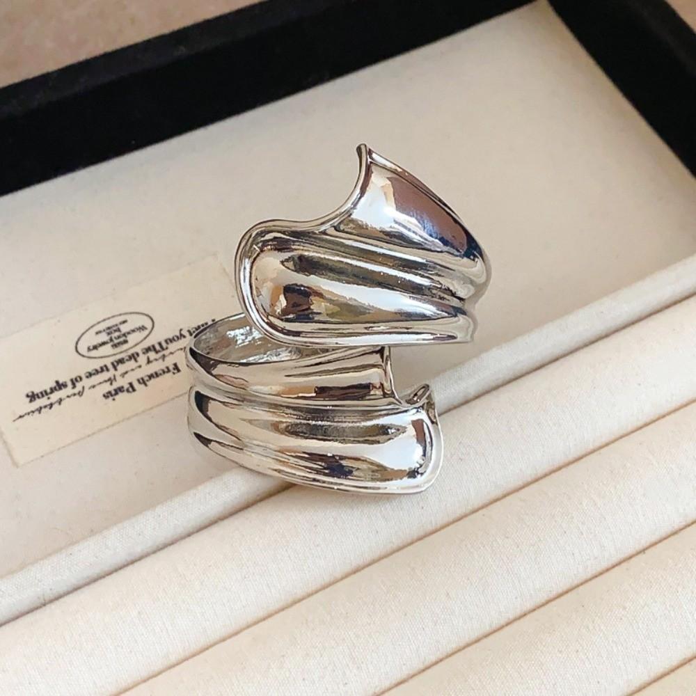 Ribbon Shaped Zinc Zinc Alloy Wide Opening Bangle Metal Retro Hand Ring Irregular Wide Bracelet  Gift