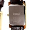 Seiko Women's Square Quartz Watch SWR066 with Champagne Gold Dial and Brown Leather Band