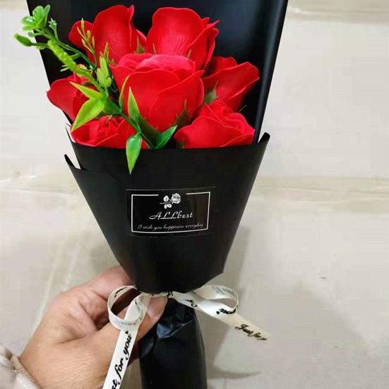 7 Head Artificial Rose Bouquet Handcrafted Soap Flower Petals Decoration Valentine's Day Anniversary Birthday Women Mother Wife Girlfriend Gifts
