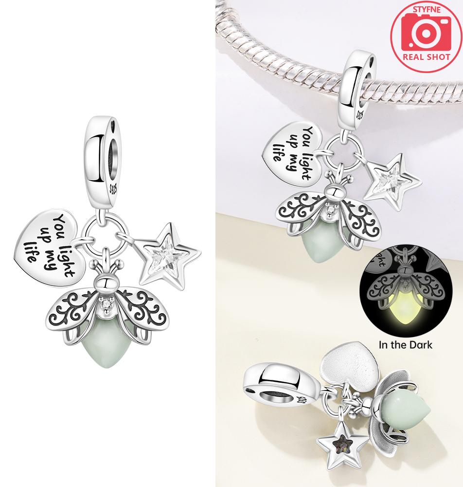 Copper Original Firefly Moon Elephant Cute Cow Lamb Mouse Cheese Charms Beads Fit Bracelet Women Jewelry Diy Fine Gift