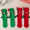 Children Christmas Party Decors Socks Creative Festival Cartoon Big Eyes Magnetic Hand Middle Tube Socks Hosiery Gift