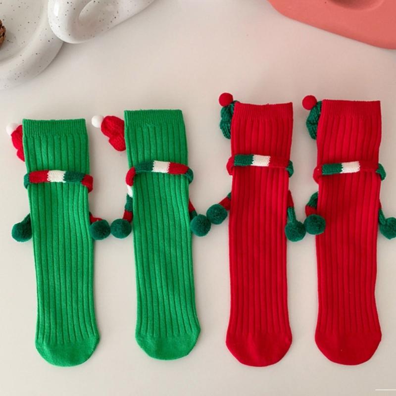 Children Christmas Party Decors Socks Creative Festival Cartoon Big Eyes Magnetic Hand Middle Tube Socks Hosiery Gift