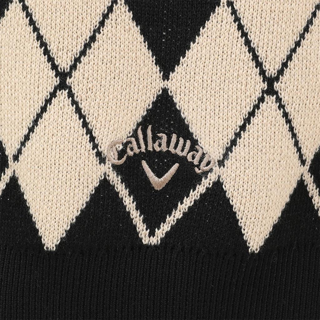 Callaway Crew Neck Knit Vest Logo Argyle Golf C24119202 LL Women's (Brand Pattern) / / 1010_Black