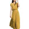 JINJUDUO Shirt Short Maxi Perfect for Women In Their and Cool and Summer Yellow Women's Dress, Sleeve, Length, 20s, 30s, 40s, Chiffon, Elegant,