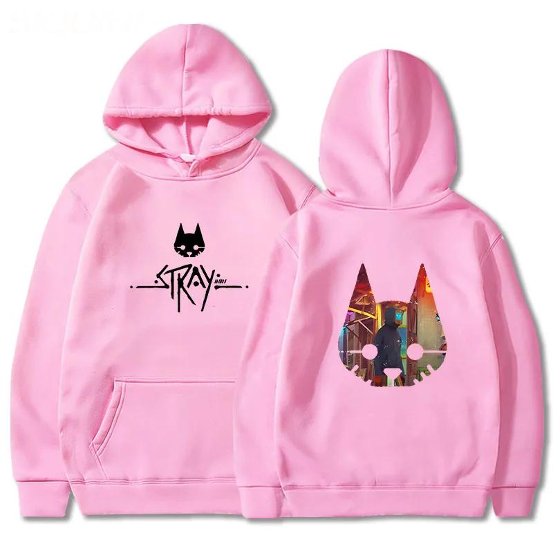 Stray Game Cat  Anime Hoodie Hot Game Printing Clothes Men Winter Fleece Pullover Tops Oversized Sweatshirts