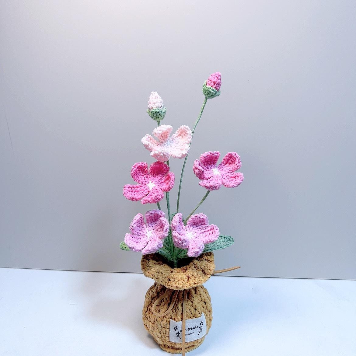

Androsace Umbellata Crochet Flowers Potted Retro Knitted Flowers Handwoven Flower Home Table Decor Gift