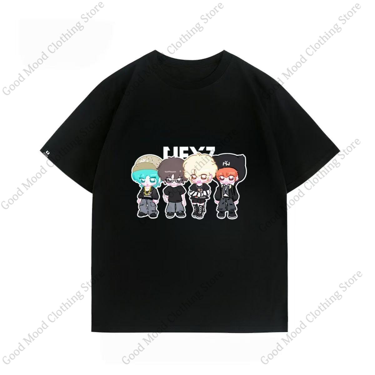 

NEXZ T Shirt TOMOYA YU YUKI HYUI Cartoon Print Tshirt Kpop Fashion Fans Clothes Unisex Women Cotton Summer Short Sleeve Tee Tops 3XL