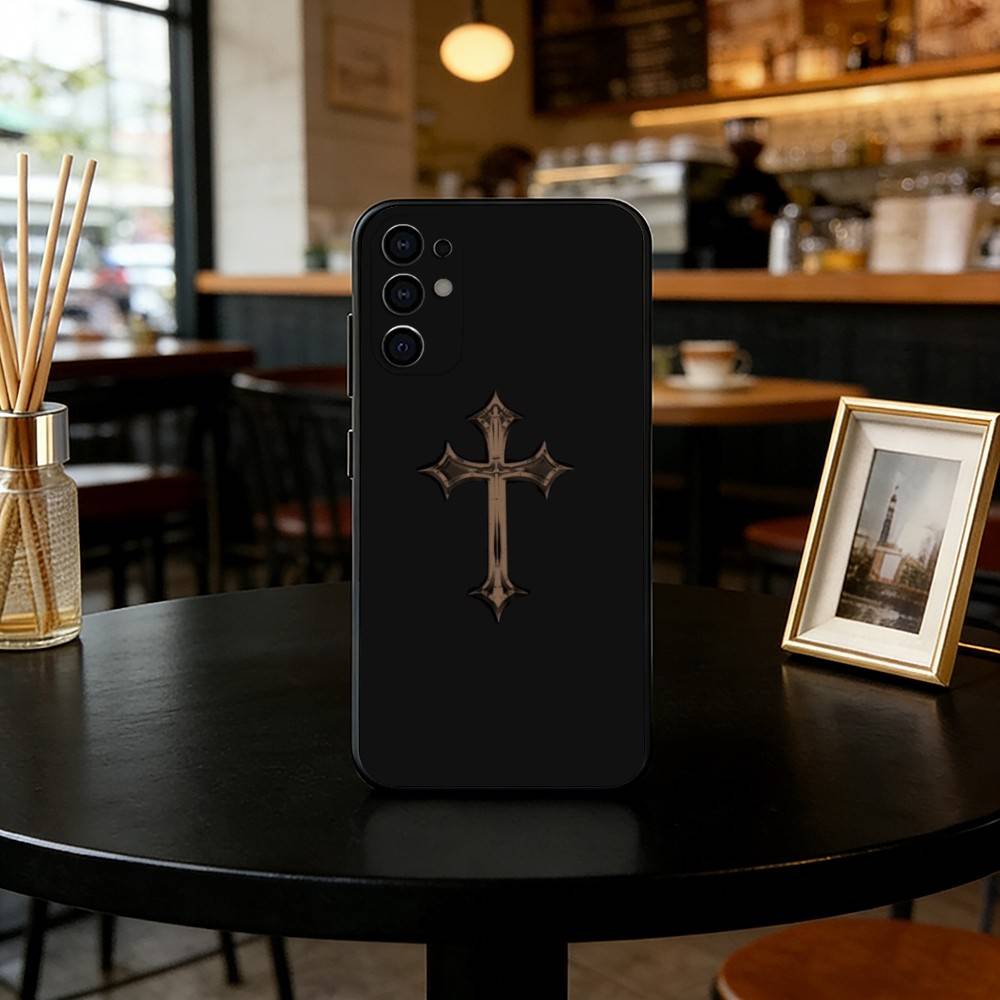 

Cross Phone Case Black Silicone Soft For Samsung S25,S24,S21,S22,S23,S30,Ultra,S20,Plus,Fe,Lite Samsung S21lite
