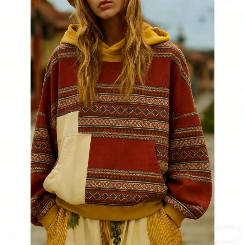 European and American Retro Street Style Print Women's Hoodies Women Casual Streetwear Sweatshirt Women Clothing Top