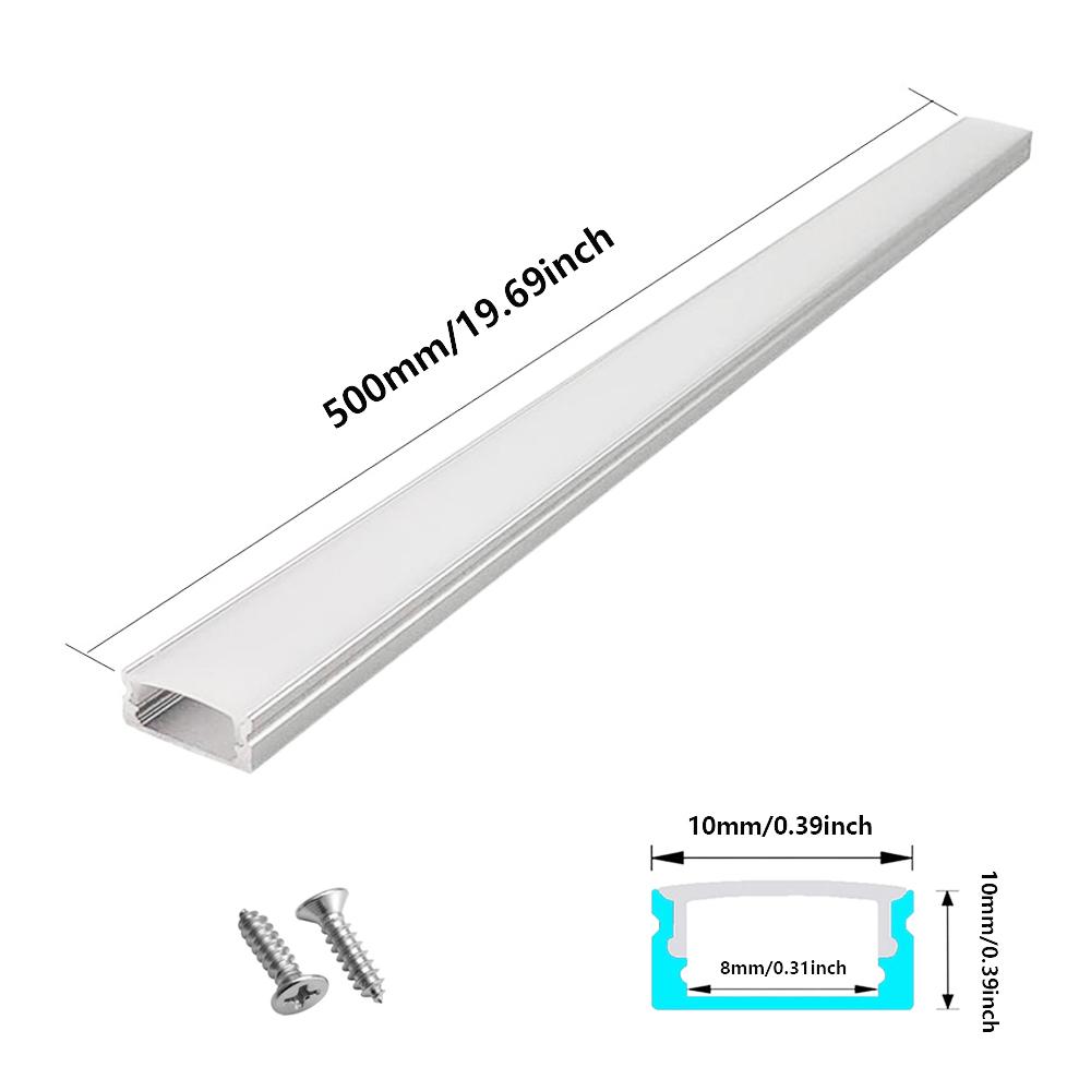 

U-shaped LED diffusion channel, LED aluminum profile system, with PVC frosted cover, aluminum profile suitable for LED strips 10mmx10mmx8mm