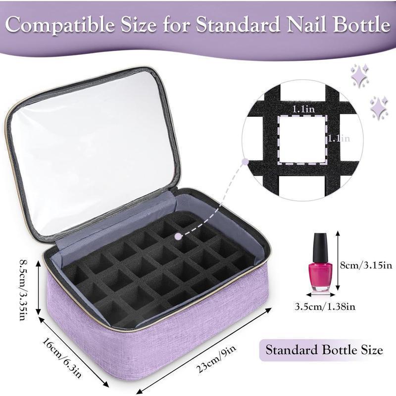 Large Nail Polish Organizer Bag – Holds 72 Bottles, Portable Travel Storage Case for Gel Polish & Manicure Tools with Removable Pouches Less