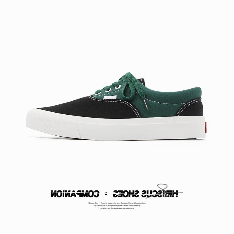 

Hibiscus Japanese Okayama canvas shoes low-top men s and women s retro color matching street photography design sense couple niche board shoes 44