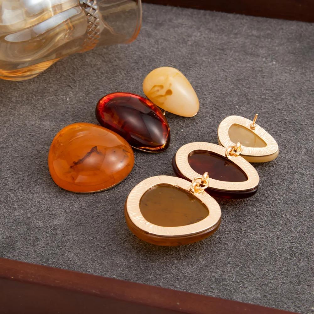 Personality Vintage Resin Acrylic Geometric Pendant Earrings for Women Bohemian Colorful Drop Earring Y2K Jewelry Accessories